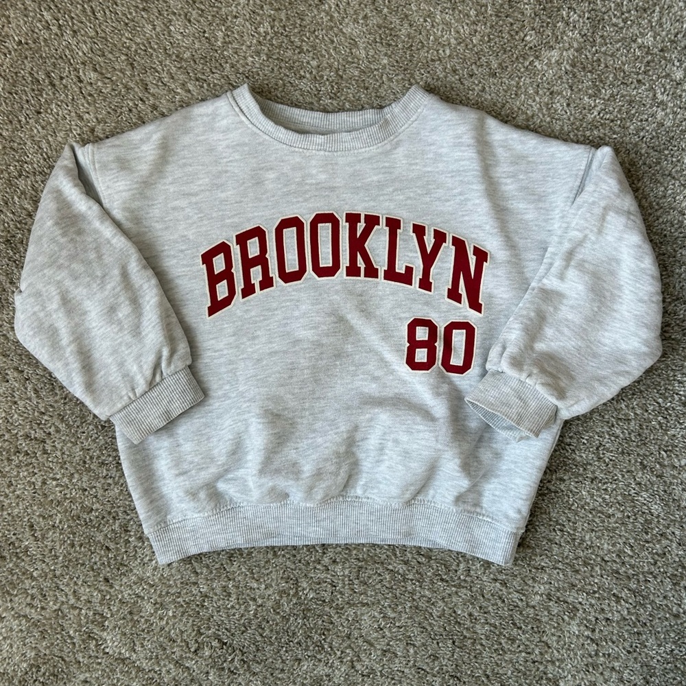 Zara Kids Gray Sweatshirt with Red Brooklyn Print